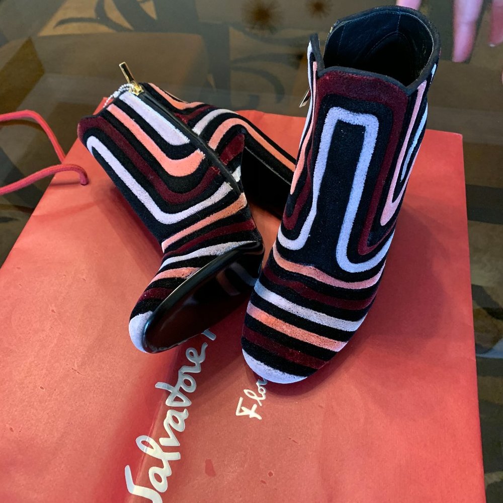 Salvatore Ferragamo velour ankle boots